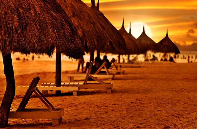 Sun rising on the beach