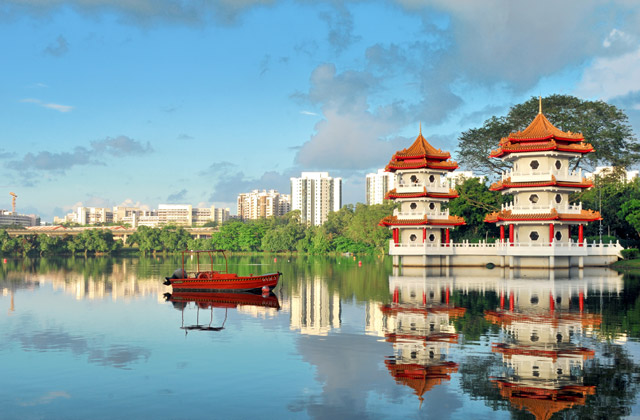 Pagodas by a Lake