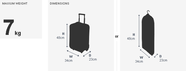 measurements for overhead luggage